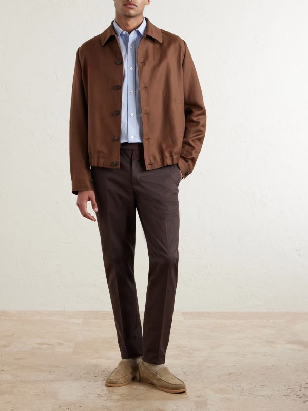 Tapered Stretch-Cotton Trousers - OU Tapered Stretch-Cotton Trousers - OU