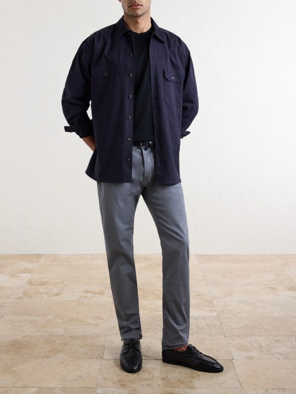 Slim-Fit Stretch Cotton-Blend Gabardine Trousers - OU Slim-Fit Stretch Cotton-Blend Gabardine Trousers - OU