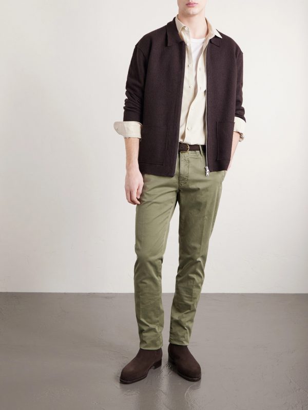 Slim-Fit Tapered Stretch-Cotton Gabardine Trousers - OU Slim-Fit Tapered Stretch-Cotton Gabardine Trousers - OU