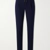 Tapered Cotton-Blend Seersucker Trousers