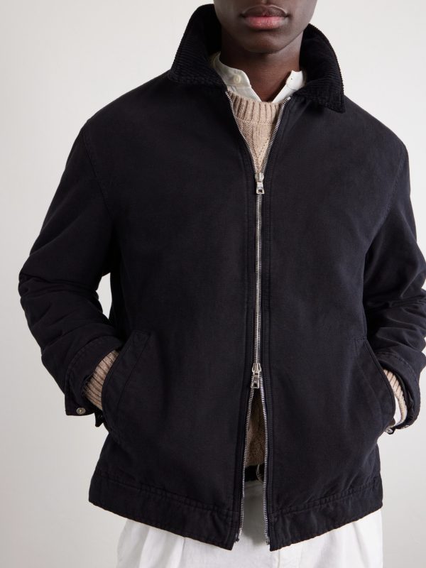 Corduroy-Trimmed Organic Cotton Coach Jacket - CU