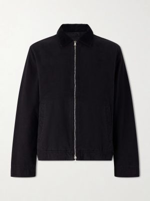 Corduroy-Trimmed Organic Cotton Coach Jacket Corduroy-Trimmed Organic Cotton Coach Jacket