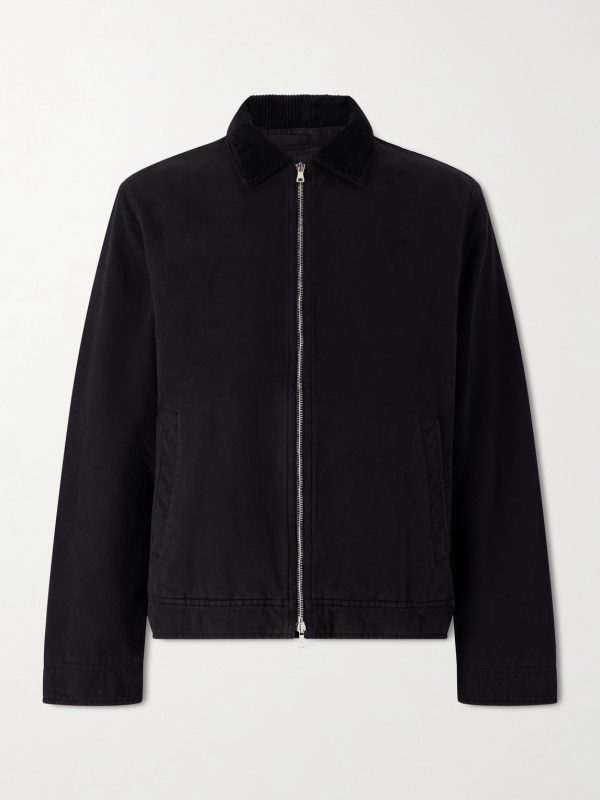 Corduroy-Trimmed Organic Cotton Coach Jacket