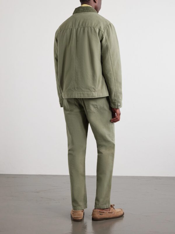 Corduroy-Trimmed Organic Cotton Coach Jacket - BK Corduroy-Trimmed Organic Cotton Coach Jacket - BK