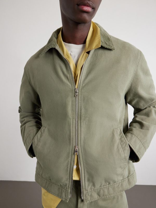 Corduroy-Trimmed Organic Cotton Coach Jacket - CU Corduroy-Trimmed Organic Cotton Coach Jacket - CU