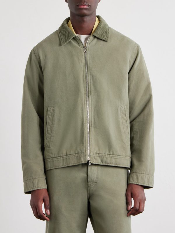 Corduroy-Trimmed Organic Cotton Coach Jacket - FR Corduroy-Trimmed Organic Cotton Coach Jacket - FR