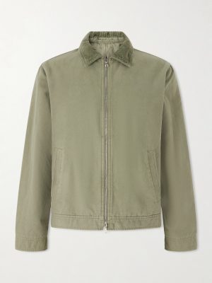 Corduroy-Trimmed Organic Cotton Coach Jacket Corduroy-Trimmed Organic Cotton Coach Jacket