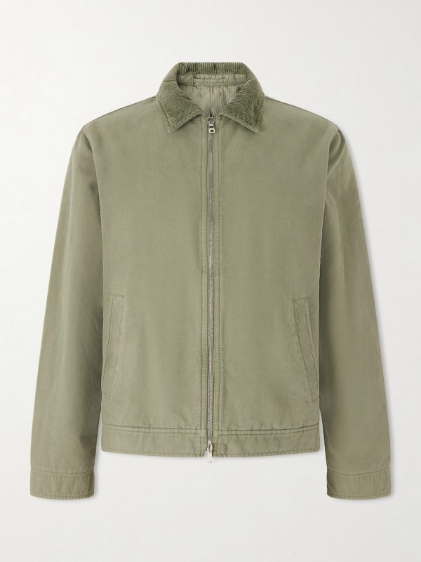 Corduroy-Trimmed Organic Cotton Coach Jacket Corduroy-Trimmed Organic Cotton Coach Jacket