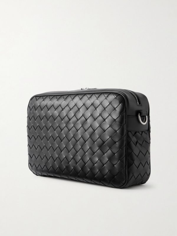 Intrecciato Leather Messenger Bag - BK