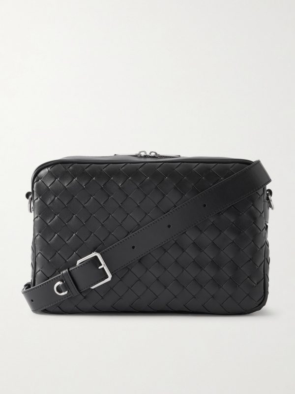 Intrecciato Leather Messenger Bag