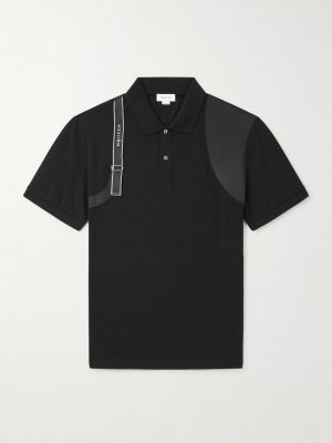 Harness-Detailed Cotton-Piqué Polo Shirt