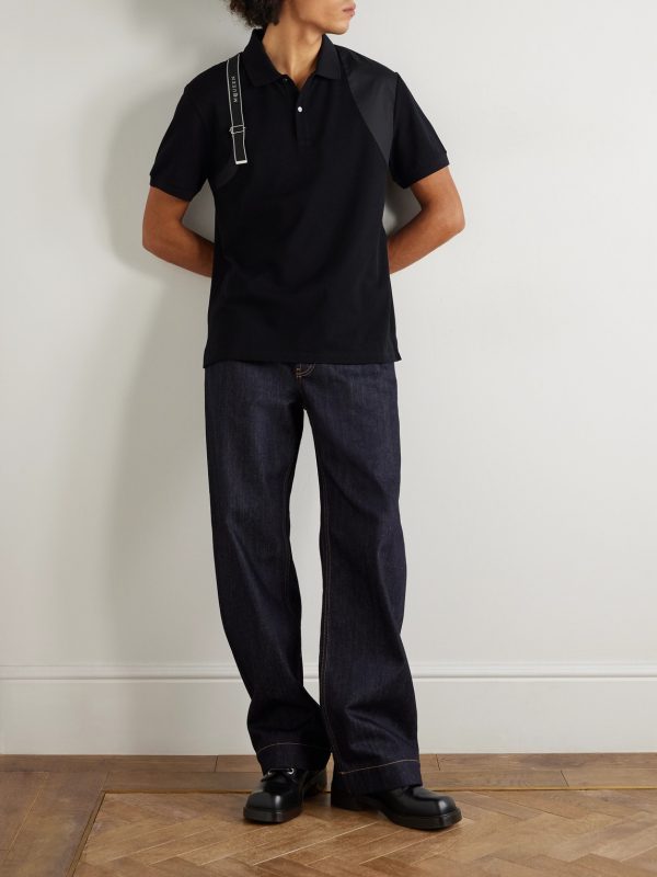 Harness-Detailed Cotton-Piqué Polo Shirt - OU Harness-Detailed Cotton-Piqué Polo Shirt - OU