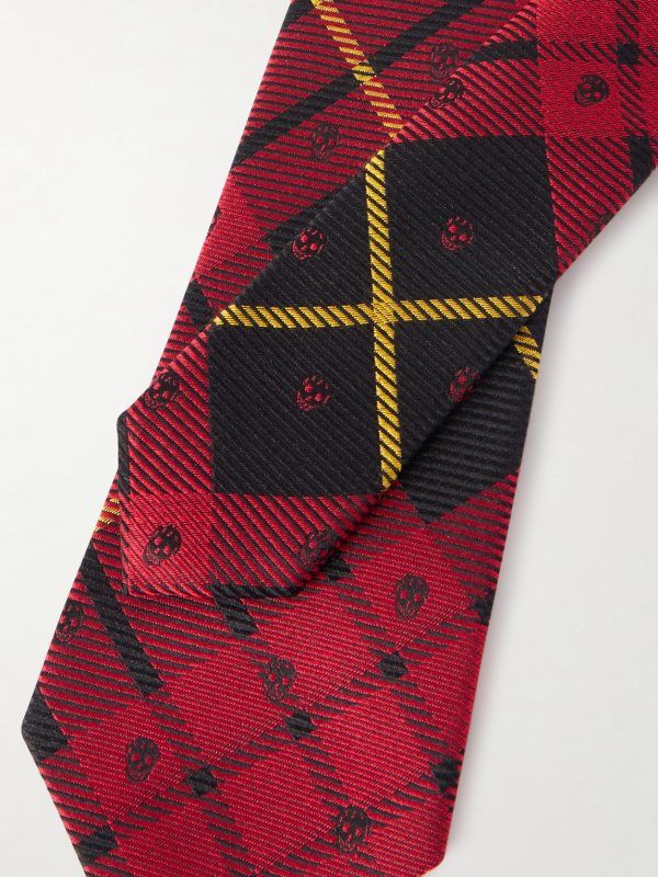 8cm Logo-Embroidered Checked Silk Tie - CU 8cm Logo-Embroidered Checked Silk Tie - CU