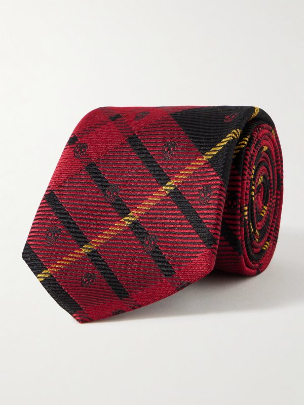 8cm Logo-Embroidered Checked Silk Tie 8cm Logo-Embroidered Checked Silk Tie