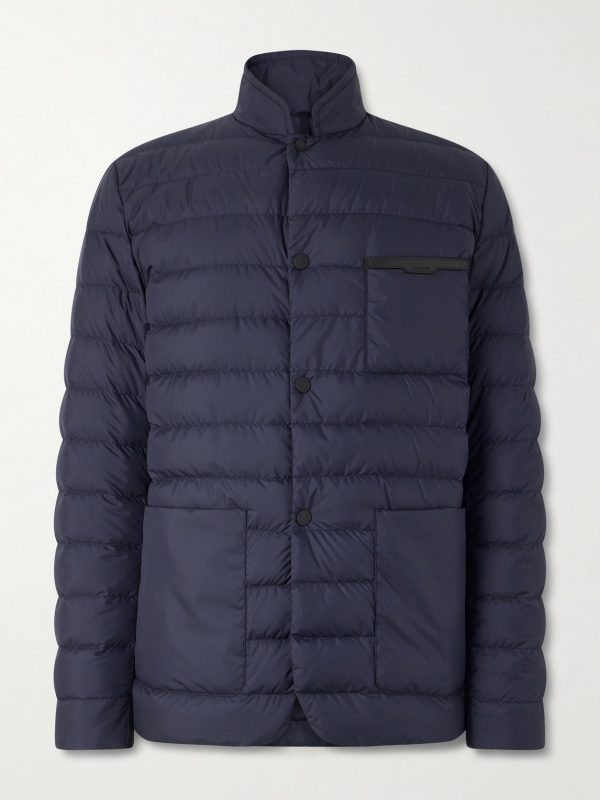 Kenai Leather-Trimmed Quilted Shell Down Jacket