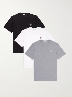 Three-Pack Logo-Appliquéd Cotton-Jersey T-Shirts Three-Pack Logo-Appliquéd Cotton-Jersey T-Shirts