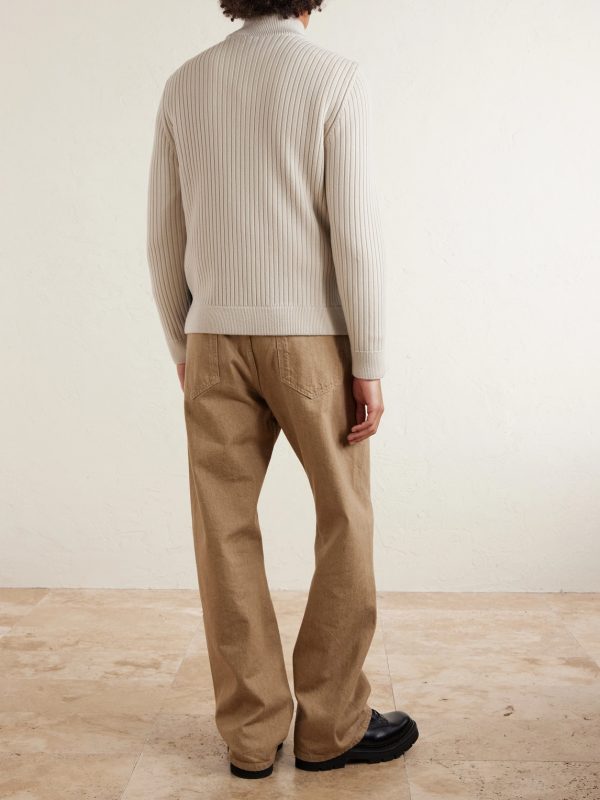 Shell-Trimmed Ribbed Wool Down Zip-Up Cardigan - BK Shell-Trimmed Ribbed Wool Down Zip-Up Cardigan - BK