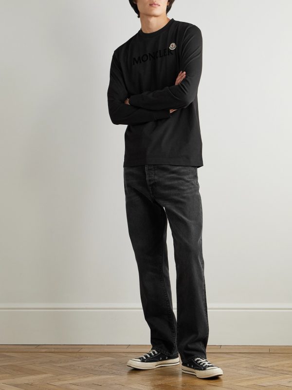 Logo-Flocked Cotton-Jersey T-Shirt - OU