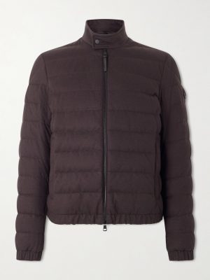 Luray Slim-Fit Leather-Trimmed Quilted Jersey Down Jacket