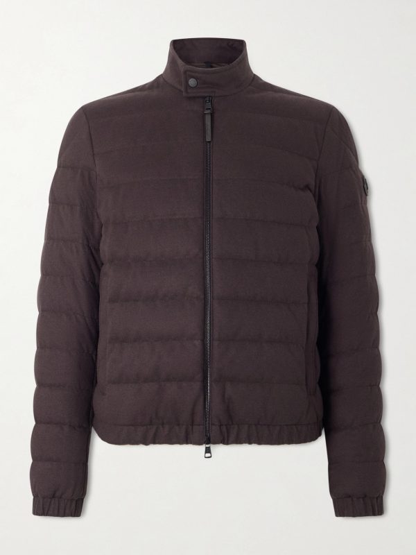 Luray Slim-Fit Leather-Trimmed Quilted Jersey Down Jacket Luray Slim-Fit Leather-Trimmed Quilted Jersey Down Jacket