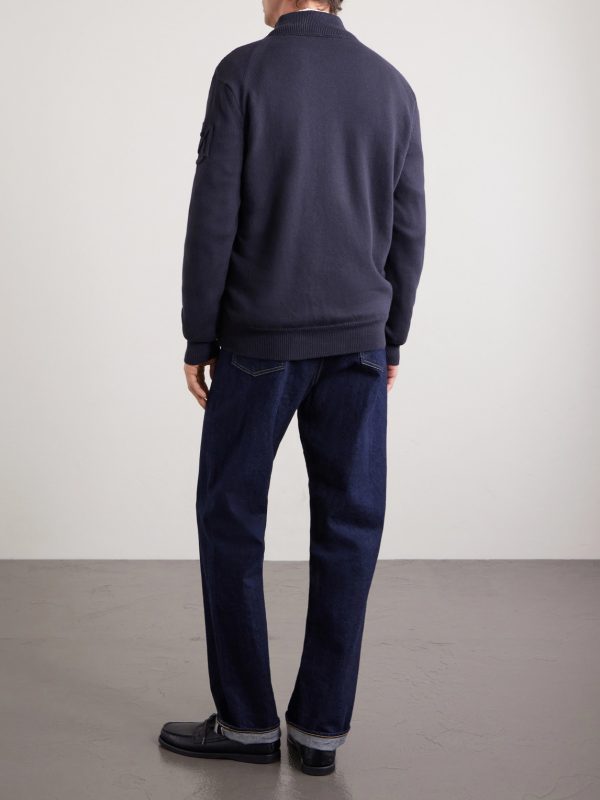 Panelled Cotton and Quilted Shell Down Zip-Up Cardigan - BK Panelled Cotton and Quilted Shell Down Zip-Up Cardigan - BK