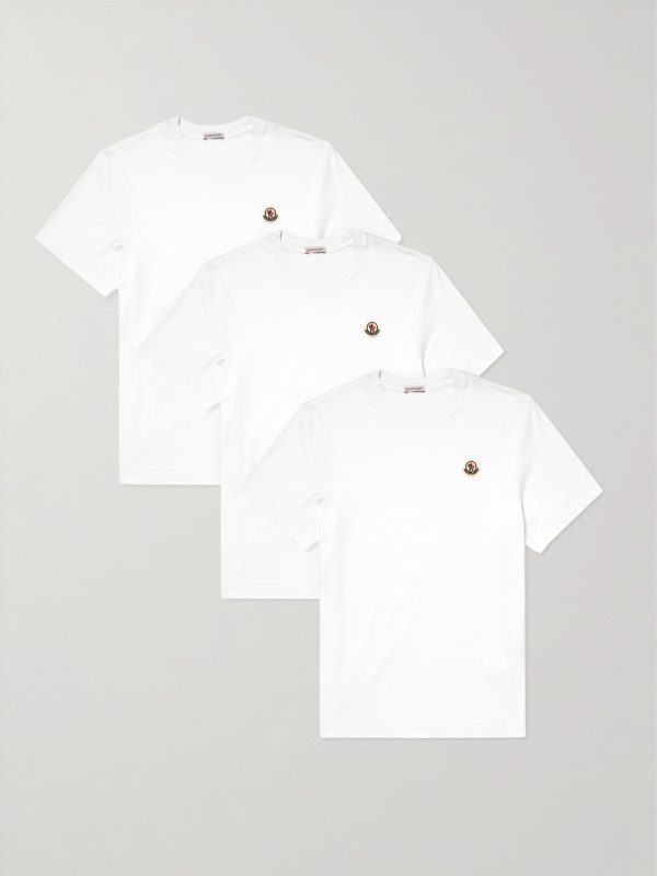 Three-Pack Logo-Appliquéd Cotton-Jersey T-Shirts Three-Pack Logo-Appliquéd Cotton-Jersey T-Shirts
