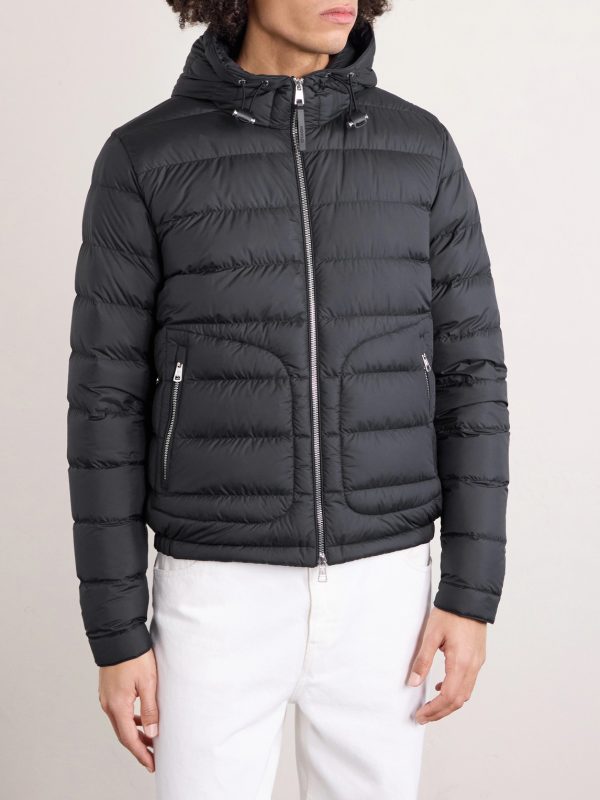 Sestriere Slim-Fit Leather-Trimmed Quilted Shell Hooded Down Jacket - FR Sestriere Slim-Fit Leather-Trimmed Quilted Shell Hooded Down Jacket - FR