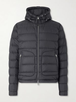 Sestriere Slim-Fit Leather-Trimmed Quilted Shell Hooded Down Jacket