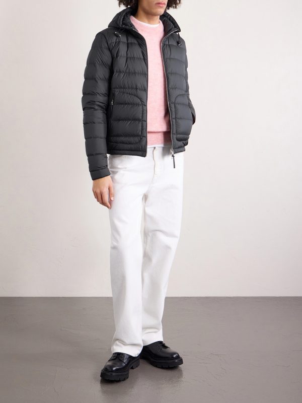 Sestriere Slim-Fit Leather-Trimmed Quilted Shell Hooded Down Jacket - OU Sestriere Slim-Fit Leather-Trimmed Quilted Shell Hooded Down Jacket - OU