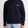Leather-Trimmed Virgin Wool Zip-Up Cardigan - FR Leather-Trimmed Virgin Wool Zip-Up Cardigan - FR