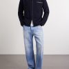 Leather-Trimmed Virgin Wool Zip-Up Cardigan - OU Leather-Trimmed Virgin Wool Zip-Up Cardigan - OU