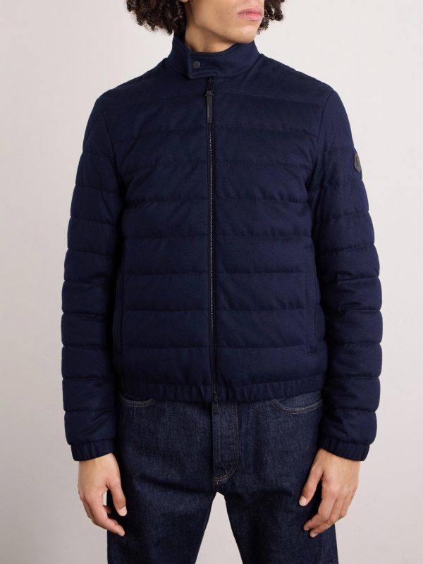 Luray Slim-Fit Leather-Trimmed Quilted Jersey Down Jacket - FR Luray Slim-Fit Leather-Trimmed Quilted Jersey Down Jacket - FR