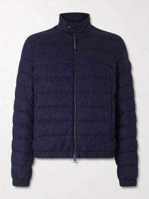 Luray Slim-Fit Leather-Trimmed Quilted Jersey Down Jacket
