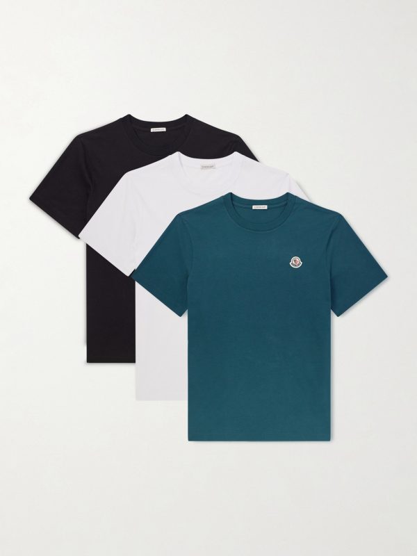 Three-Pack Logo-Appliquéd Cotton-Jersey T-Shirts Three-Pack Logo-Appliquéd Cotton-Jersey T-Shirts