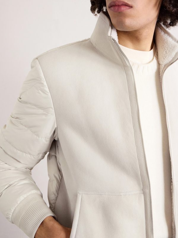 Crachin Reversible Leather-Trimmed Quilted Shell and Shearling Down Jacket - CU