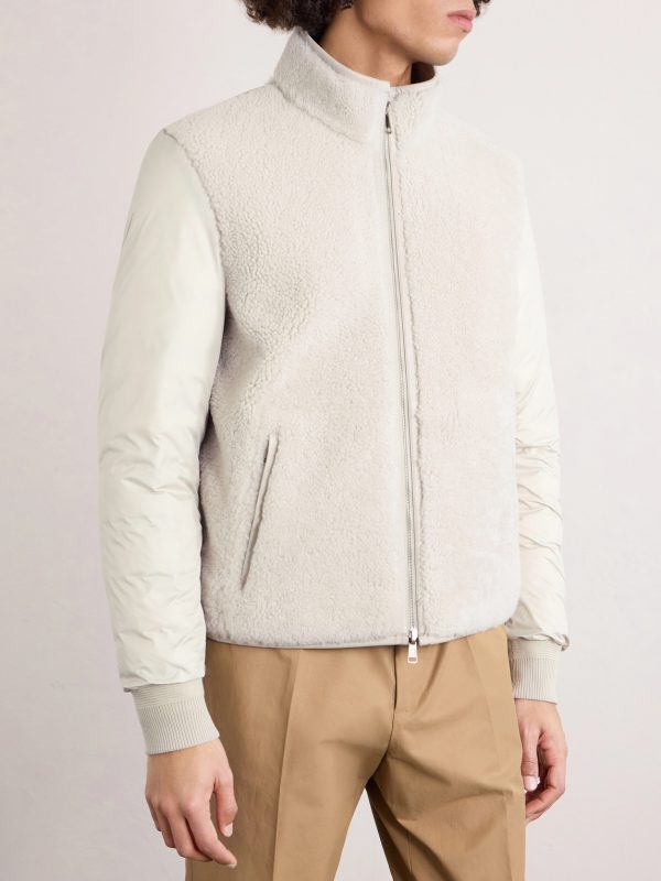 Crachin Reversible Leather-Trimmed Quilted Shell and Shearling Down Jacket - E1