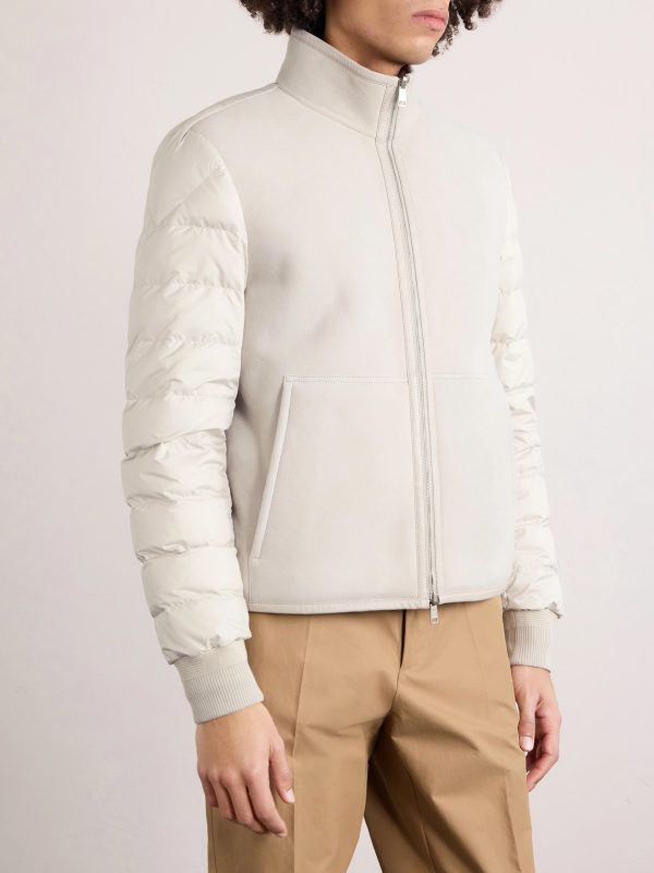 Crachin Reversible Leather-Trimmed Quilted Shell and Shearling Down Jacket - FR