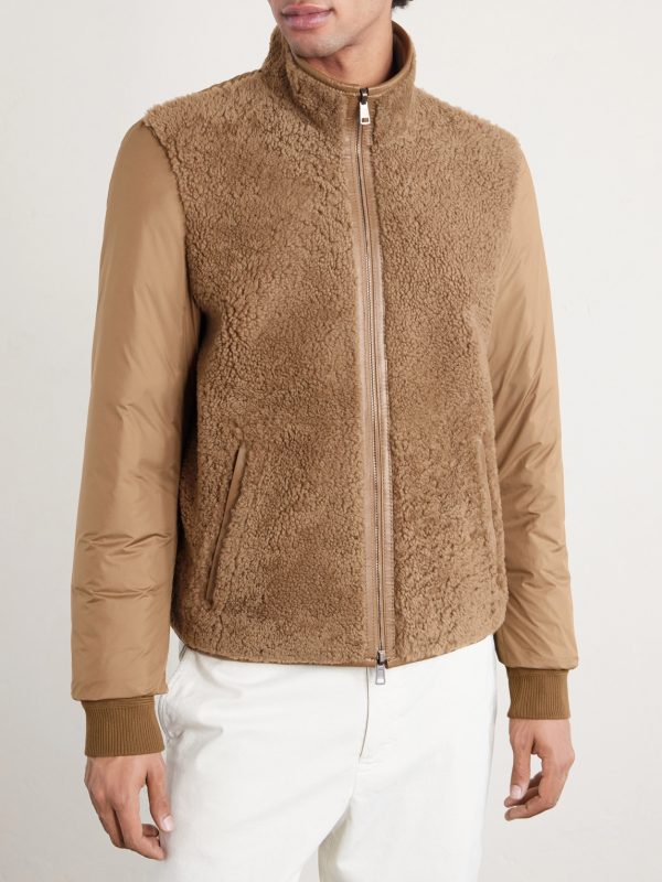 Crachin Reversible Leather-Trimmed Quilted Shell and Shearling Down Jacket - E1