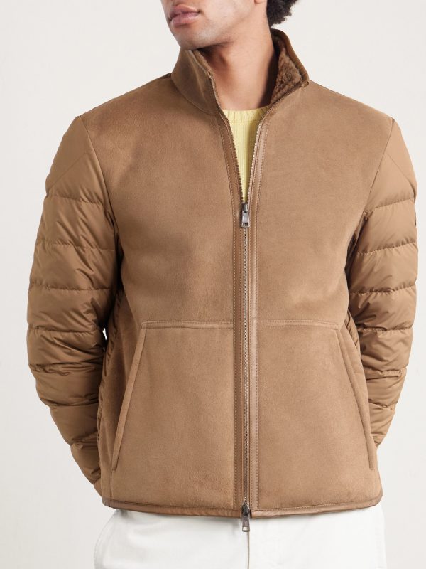 Crachin Reversible Leather-Trimmed Quilted Shell and Shearling Down Jacket - FR