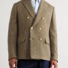 Incotex Double-Breasted Prince of Wales Checked Wool Blazer - FR