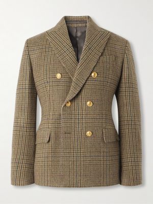 Incotex Double-Breasted Prince of Wales Checked Wool Blazer Incotex Double-Breasted Prince of Wales Checked Wool Blazer