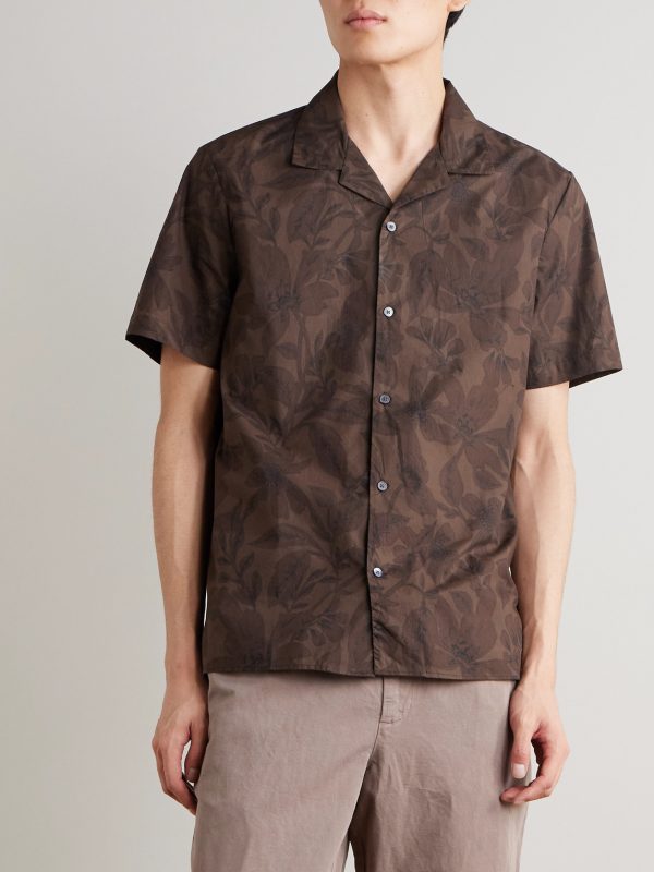 Camp-Collar Floral-Print Cotton Shirt - FR Camp-Collar Floral-Print Cotton Shirt - FR
