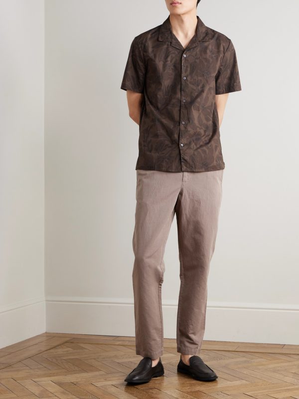 Camp-Collar Floral-Print Cotton Shirt - OU Camp-Collar Floral-Print Cotton Shirt - OU