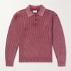 Knitted Cotton-Blend Polo Sweater