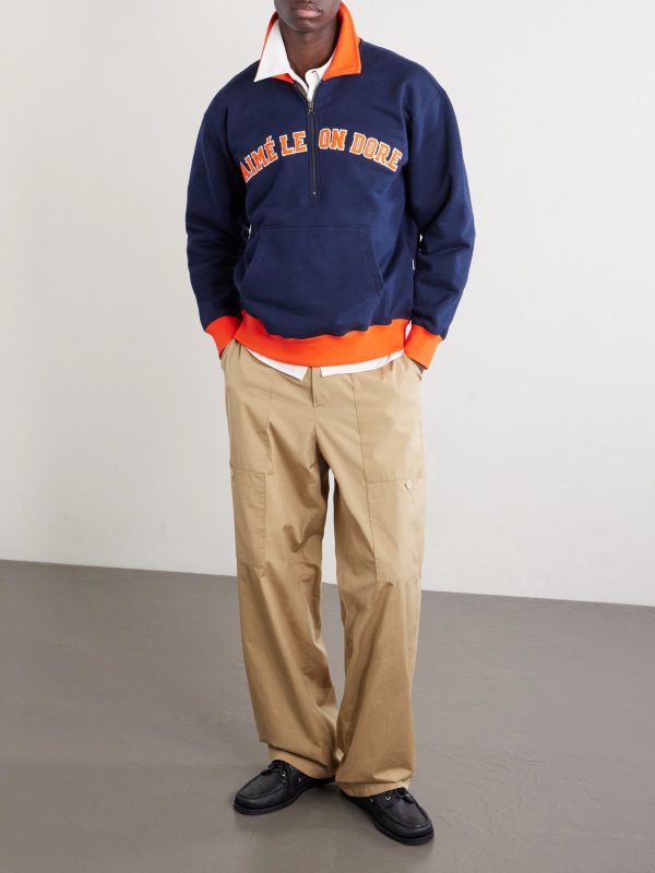 Logo-Embroidered Cotton-Jersey Half-Zip Sweatshirt - OU Logo-Embroidered Cotton-Jersey Half-Zip Sweatshirt - OU