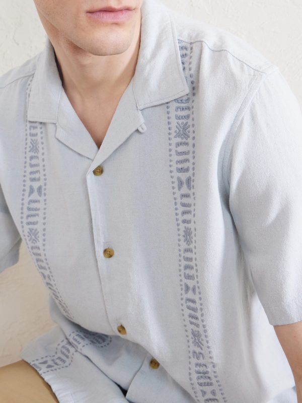 Embroidered Linen-Blend Shirt - CU Embroidered Linen-Blend Shirt - CU