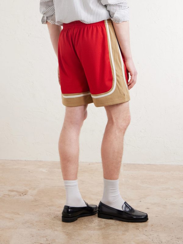 Novelty Straight-Leg Logo-Embroidered Mesh Drawstring Shorts - BK