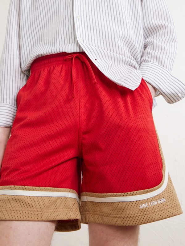 Novelty Straight-Leg Logo-Embroidered Mesh Drawstring Shorts - CU