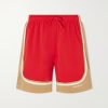 Novelty Straight-Leg Logo-Embroidered Mesh Drawstring Shorts