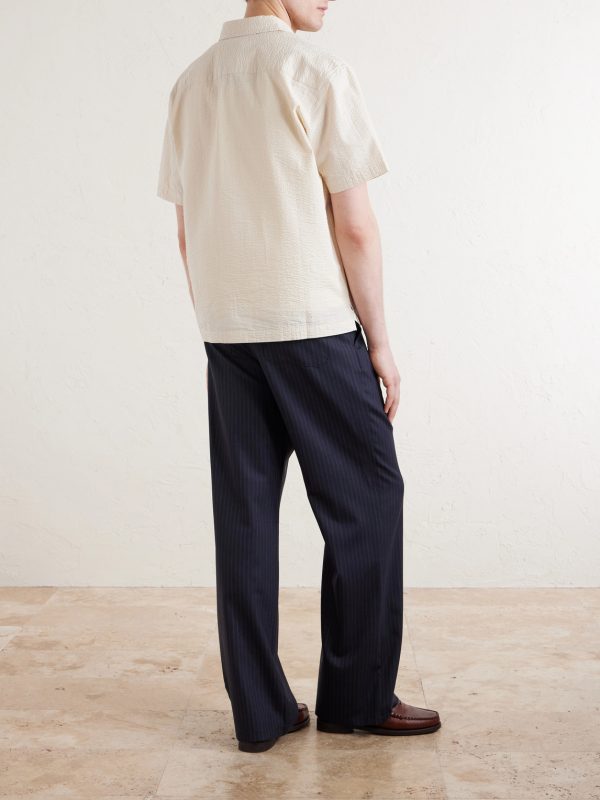 Cropped Cotton-Seersucker Shirt - BK Cropped Cotton-Seersucker Shirt - BK